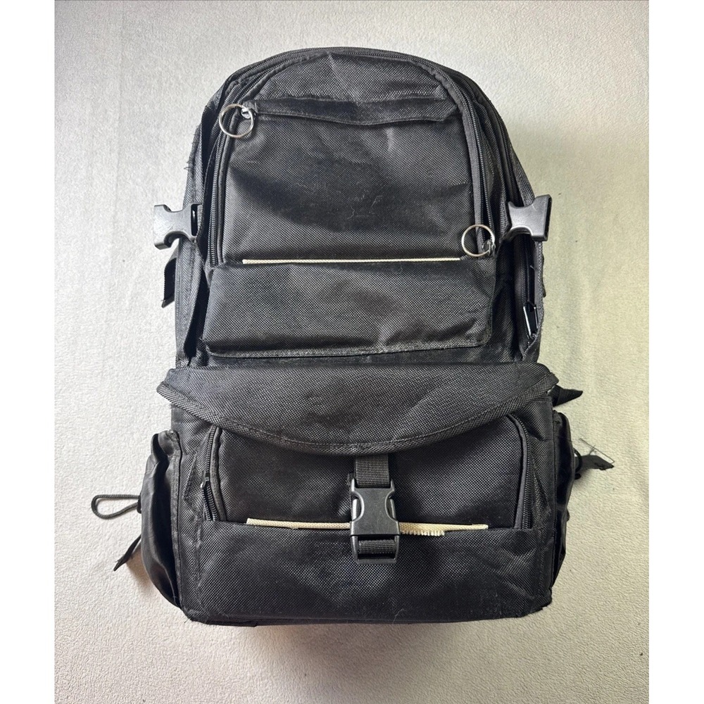 Black Padded Camera Equipment Backpack Dual Compartment Gear Bag